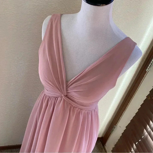 Birdy Grey Lianna Mesh Dress Muted Pink Maxi Bridesmaid Prom Formal Lined: Small - Picture 2 of 10